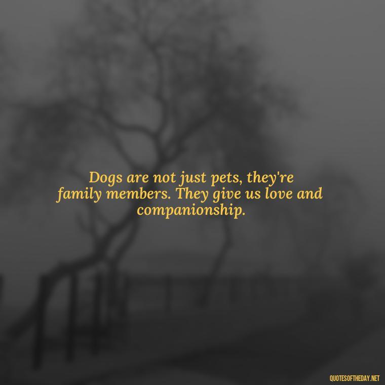 Dogs are not just pets, they're family members. They give us love and companionship. - Quote About Dogs Love