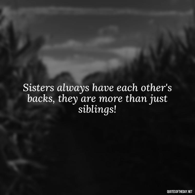 Sisters always have each other's backs, they are more than just siblings! - Quotes About Love For Sister