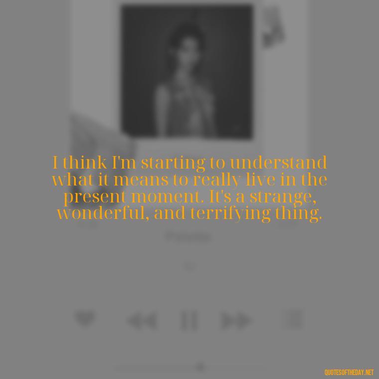 I think I'm starting to understand what it means to really live in the present moment. It's a strange, wonderful, and terrifying thing. - Love Quotes Little Prince