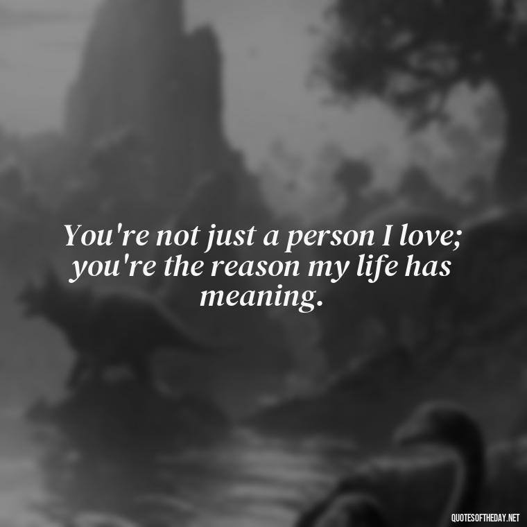 You're not just a person I love; you're the reason my life has meaning. - Love You And Miss You Quotes