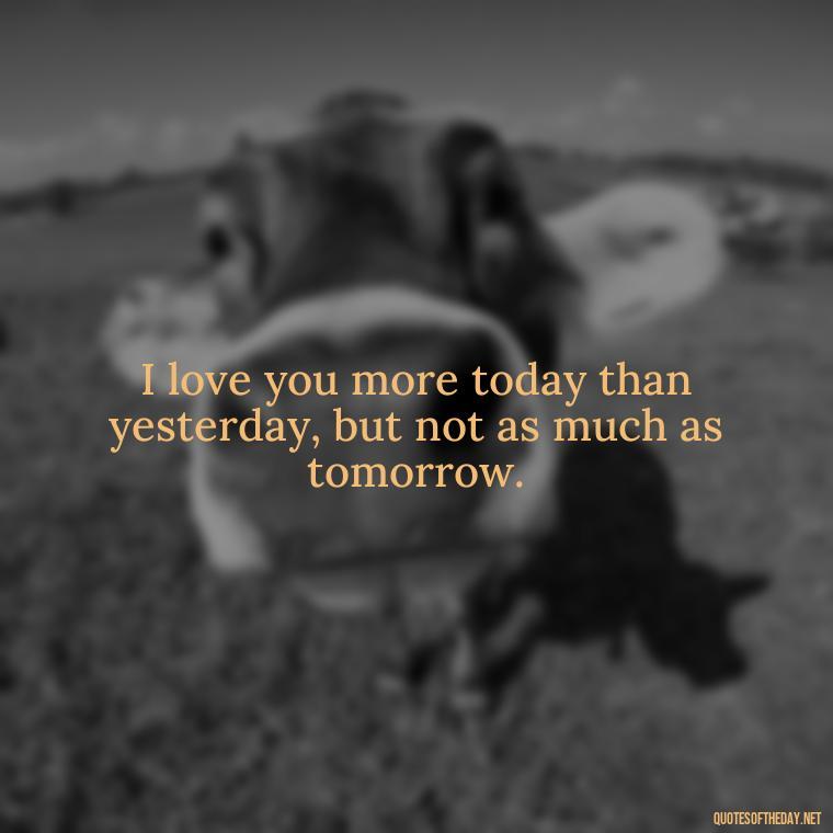 I love you more today than yesterday, but not as much as tomorrow. - Love N Miss U Quotes