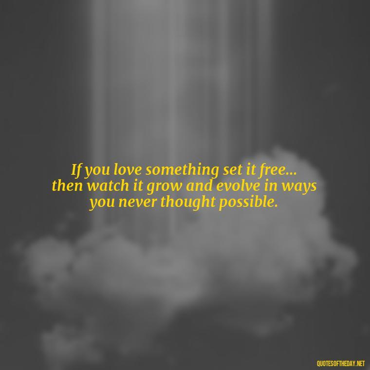 If you love something set it free... then watch it grow and evolve in ways you never thought possible. - If U Love Something Set It Free Quote