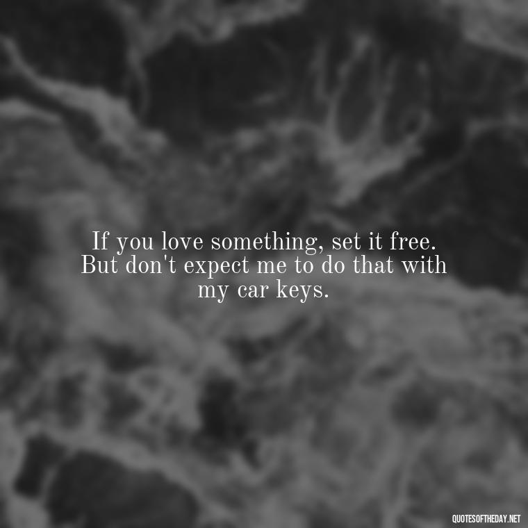 If you love something, set it free. But don't expect me to do that with my car keys. - Quotes About Dying For Love