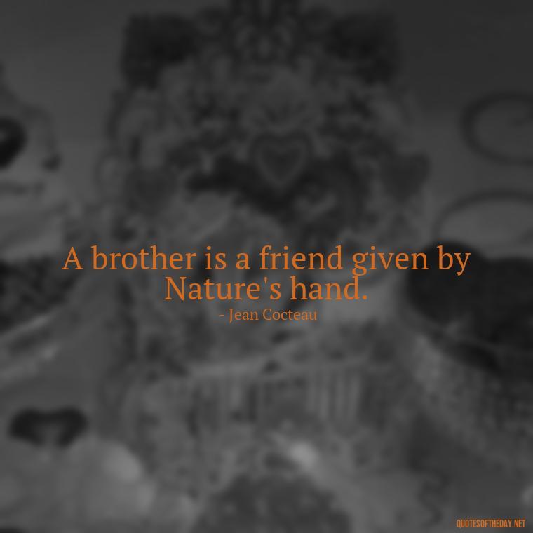 A brother is a friend given by Nature's hand. - I Love My Sibling Quotes