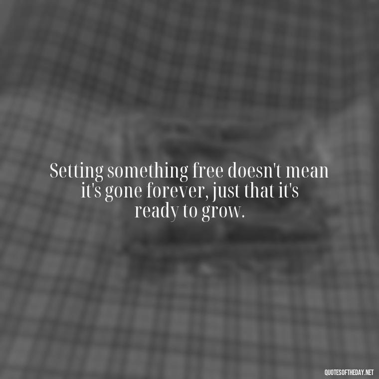 Setting something free doesn't mean it's gone forever, just that it's ready to grow. - If U Love Something Set It Free Quote