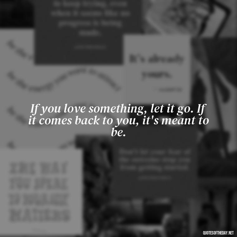 If you love something, let it go. If it comes back to you, it's meant to be. - Love Rosie Quotes Movie