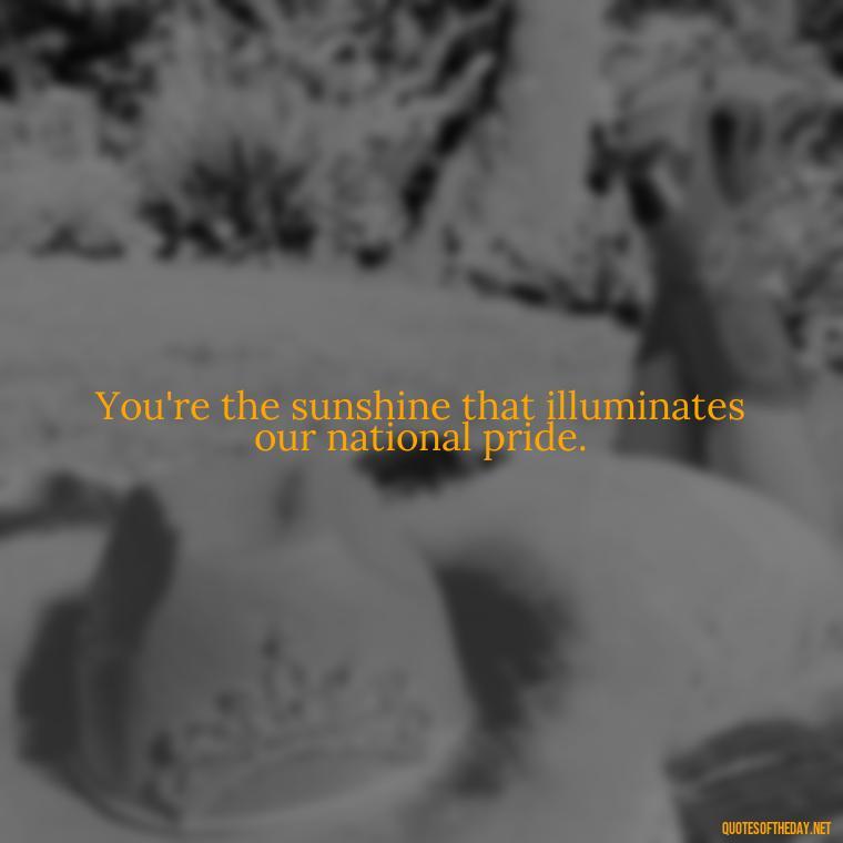 You're the sunshine that illuminates our national pride. - Country Love Quotes For Him