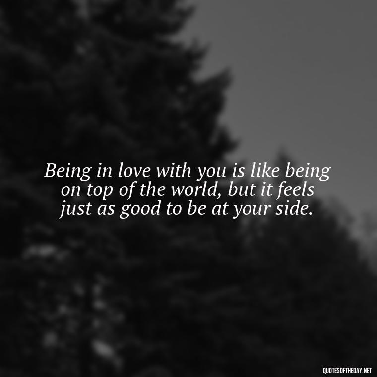 Being in love with you is like being on top of the world, but it feels just as good to be at your side. - Being In Love With You Quotes