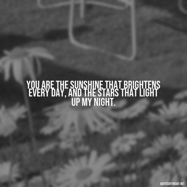 You are the sunshine that brightens every day, and the stars that light up my night. - I Love You Forever And Always Quotes