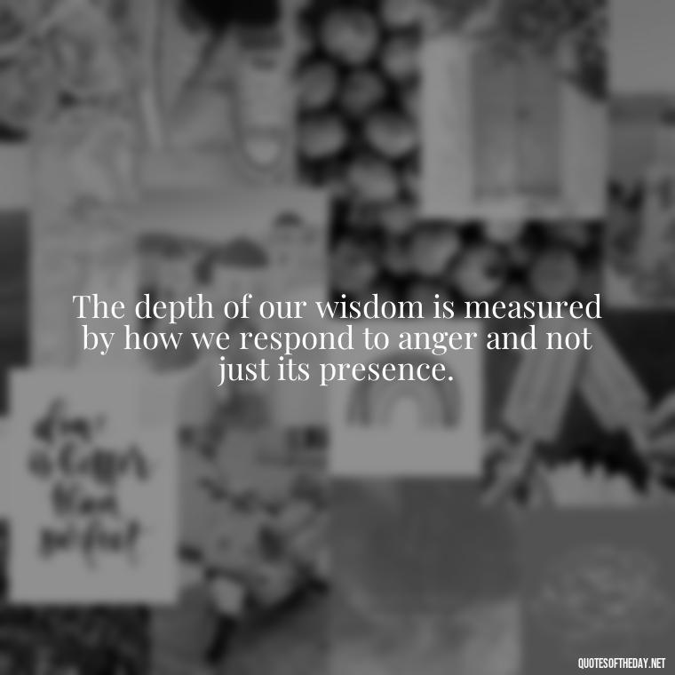 The depth of our wisdom is measured by how we respond to anger and not just its presence. - Short Quotes On Anger