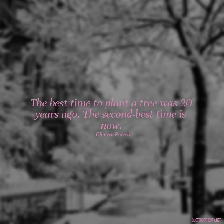 The best time to plant a tree was 20 years ago. The second-best time is now. - Short Inspirational Tattoo Quotes