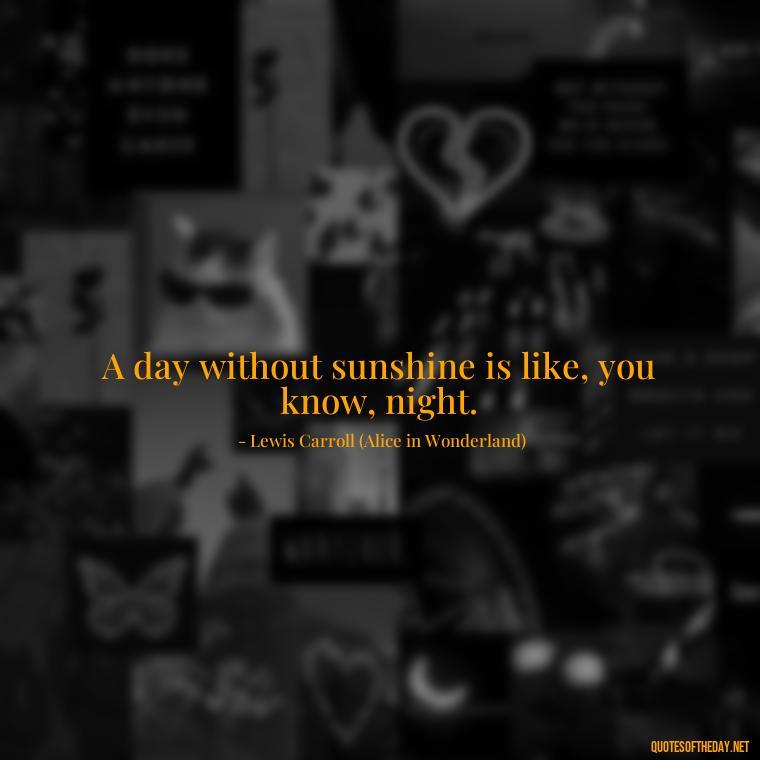 A day without sunshine is like, you know, night. - Alice In Wonderland Love Quotes