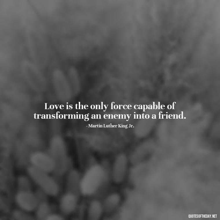 Love is the only force capable of transforming an enemy into a friend. - Find A True Love Quotes