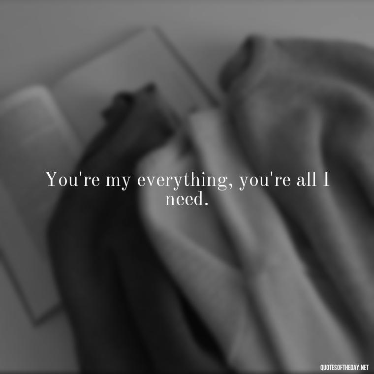 You're my everything, you're all I need. - Short Quotes Song Lyrics