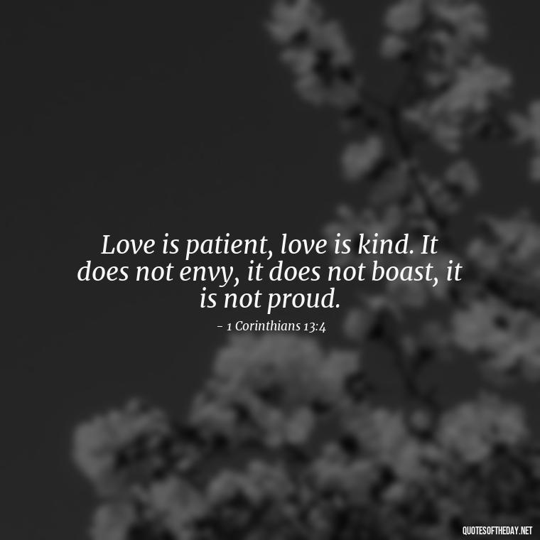 Love is patient, love is kind. It does not envy, it does not boast, it is not proud. - Love In God Quotes