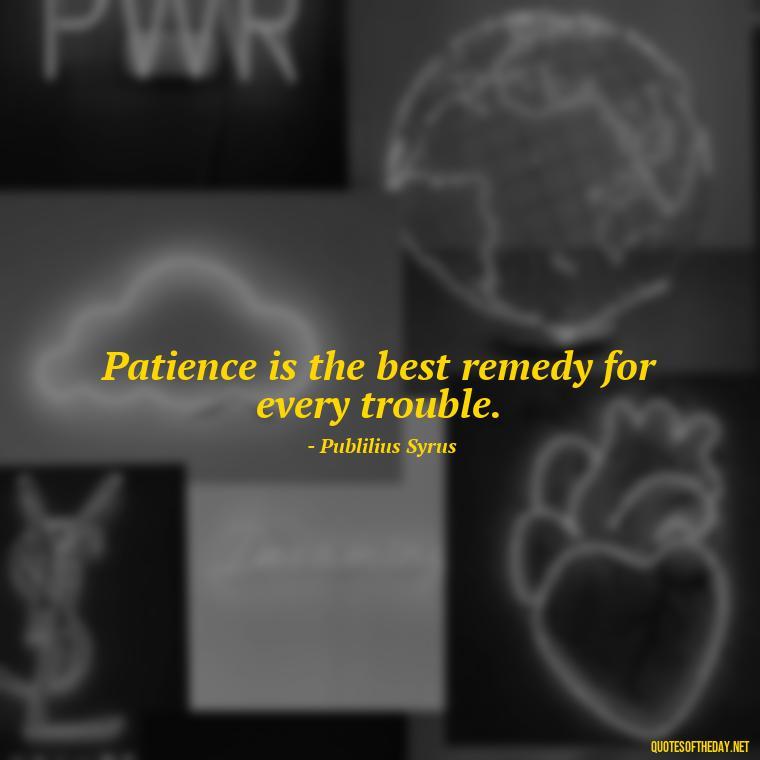 Patience is the best remedy for every trouble. - Patience Quotes About Love