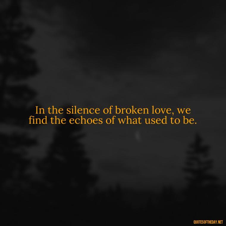 In the silence of broken love, we find the echoes of what used to be. - Quotes For Broken Love