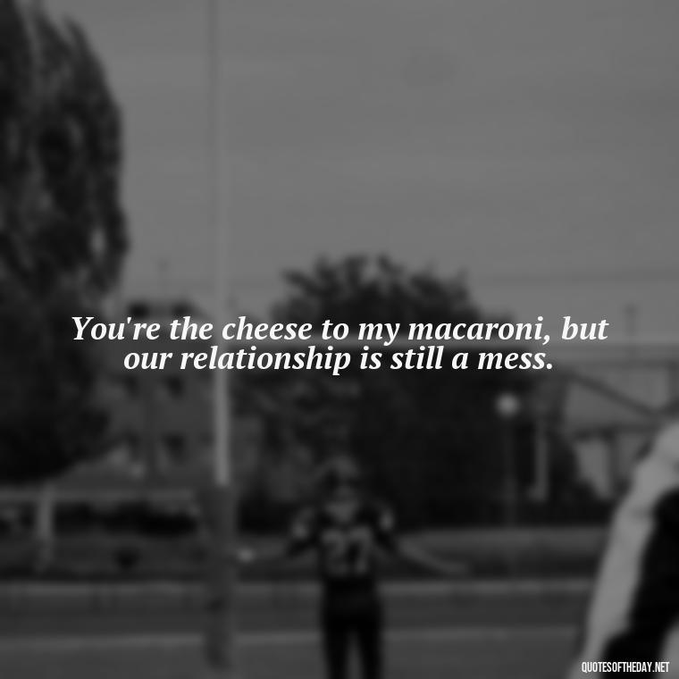 You're the cheese to my macaroni, but our relationship is still a mess. - Love Bad Quotes