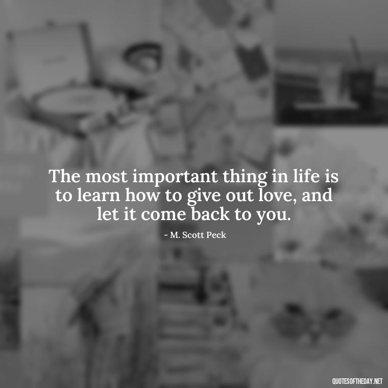 The most important thing in life is to learn how to give out love, and let it come back to you. - Deep Quotes About Self Love