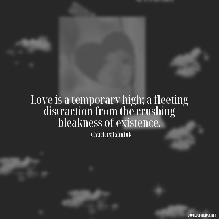 Love is a temporary high; a fleeting distraction from the crushing bleakness of existence. - Illusion Love Quotes