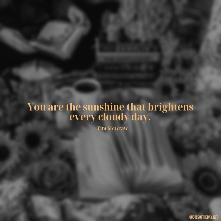 You are the sunshine that brightens every cloudy day. - Love Quotes Country Songs