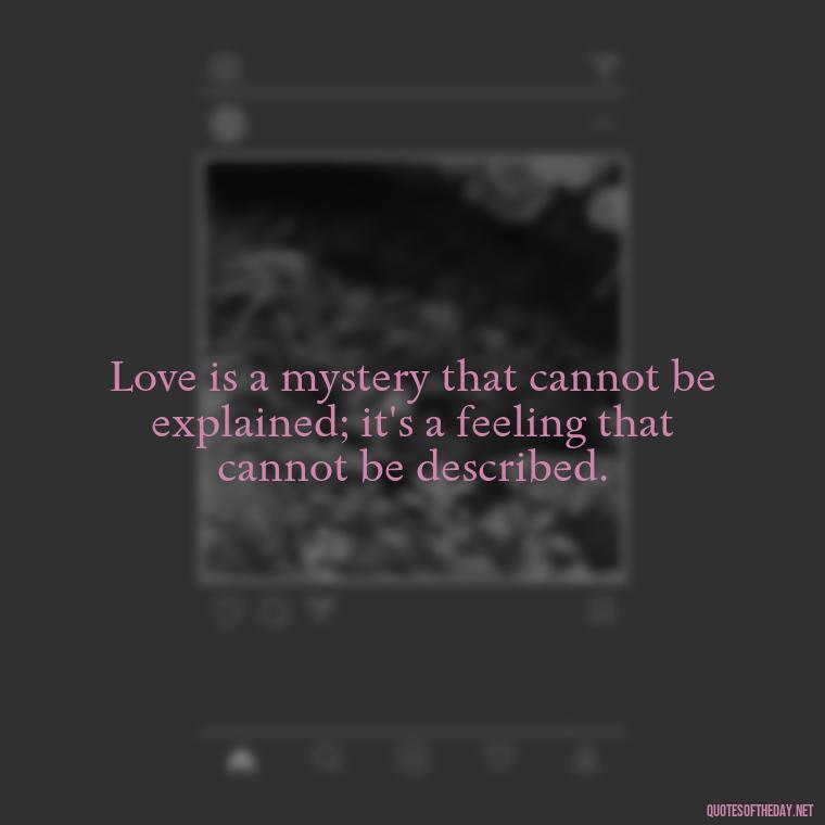 Love is a mystery that cannot be explained; it's a feeling that cannot be described. - Obsession And Love Quotes