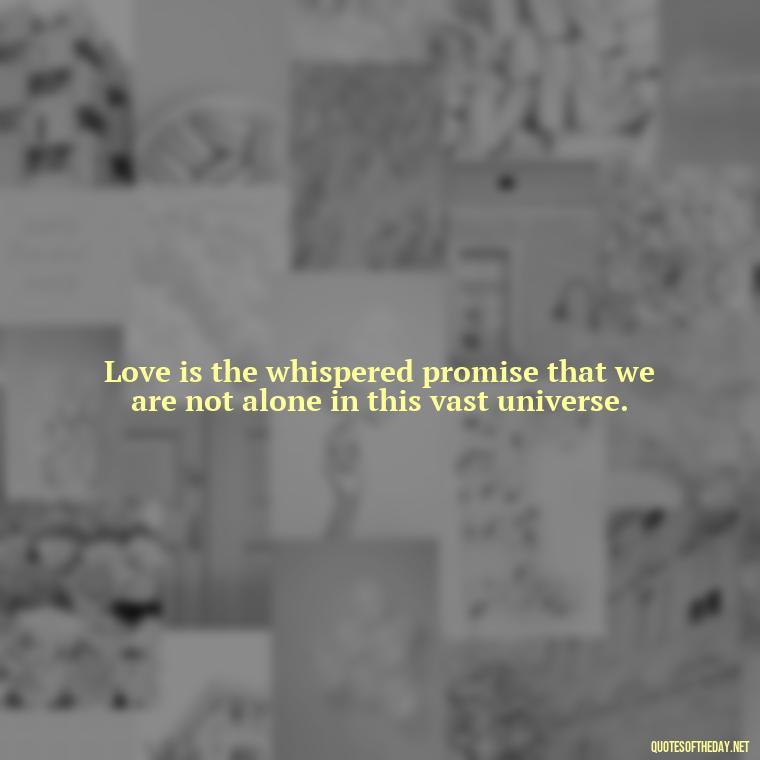 Love is the whispered promise that we are not alone in this vast universe. - Love Quotes Humanity