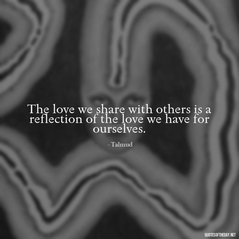 The love we share with others is a reflection of the love we have for ourselves. - Jewish Quotes About Love