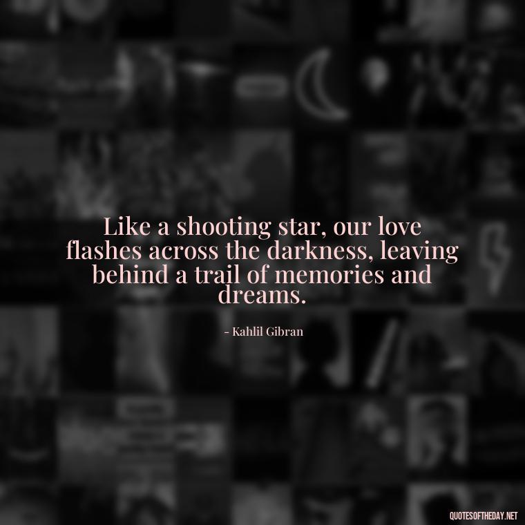 Like a shooting star, our love flashes across the darkness, leaving behind a trail of memories and dreams. - Love Moonlight Quotes