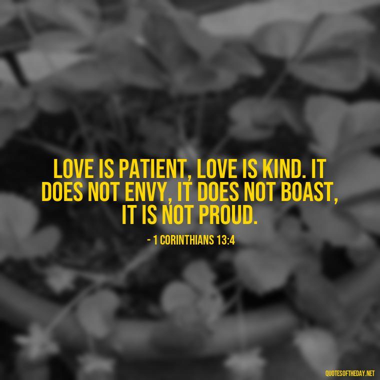 Love is patient, love is kind. It does not envy, it does not boast, it is not proud. - Love Quote From Bible