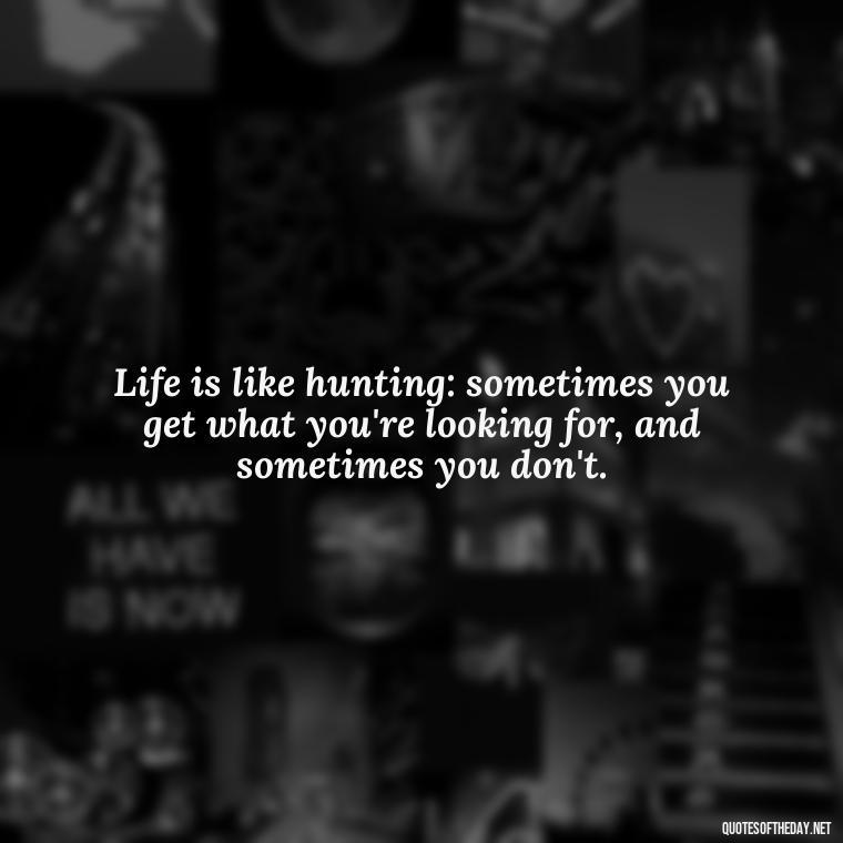 Life is like hunting: sometimes you get what you're looking for, and sometimes you don't. - Short Meaningful Hunting Quotes