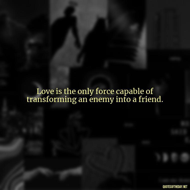 Love is the only force capable of transforming an enemy into a friend. - Love Is The Answer Quotes