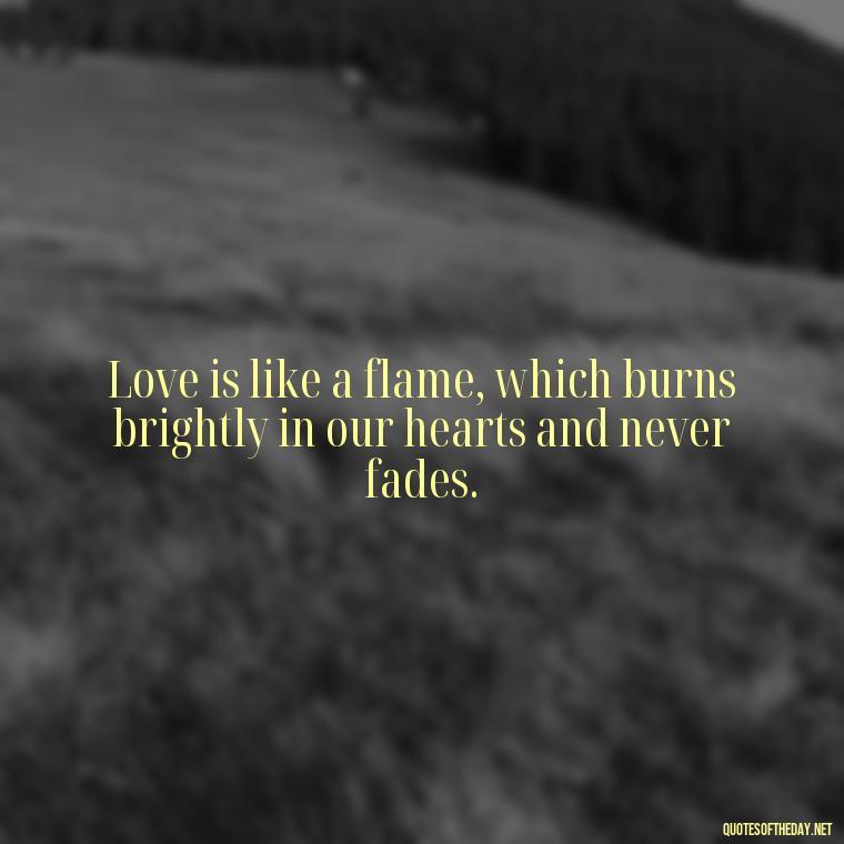 Love is like a flame, which burns brightly in our hearts and never fades. - Jewish Quotes On Love