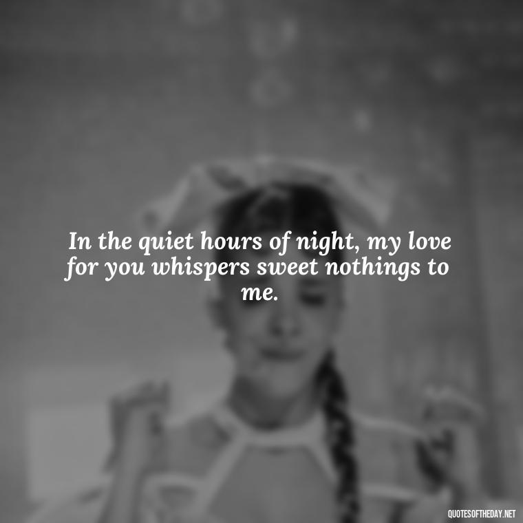 In the quiet hours of night, my love for you whispers sweet nothings to me. - Night Time Love Quotes