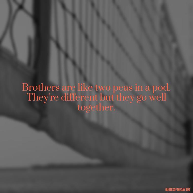 Brothers are like two peas in a pod. They're different but they go well together. - Love You Brother Quotes