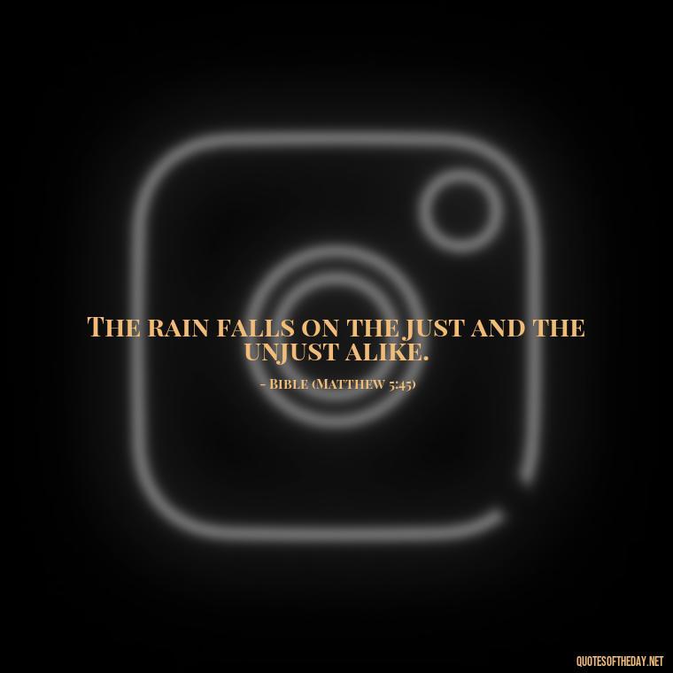 The rain falls on the just and the unjust alike. - Rain Short Quotes