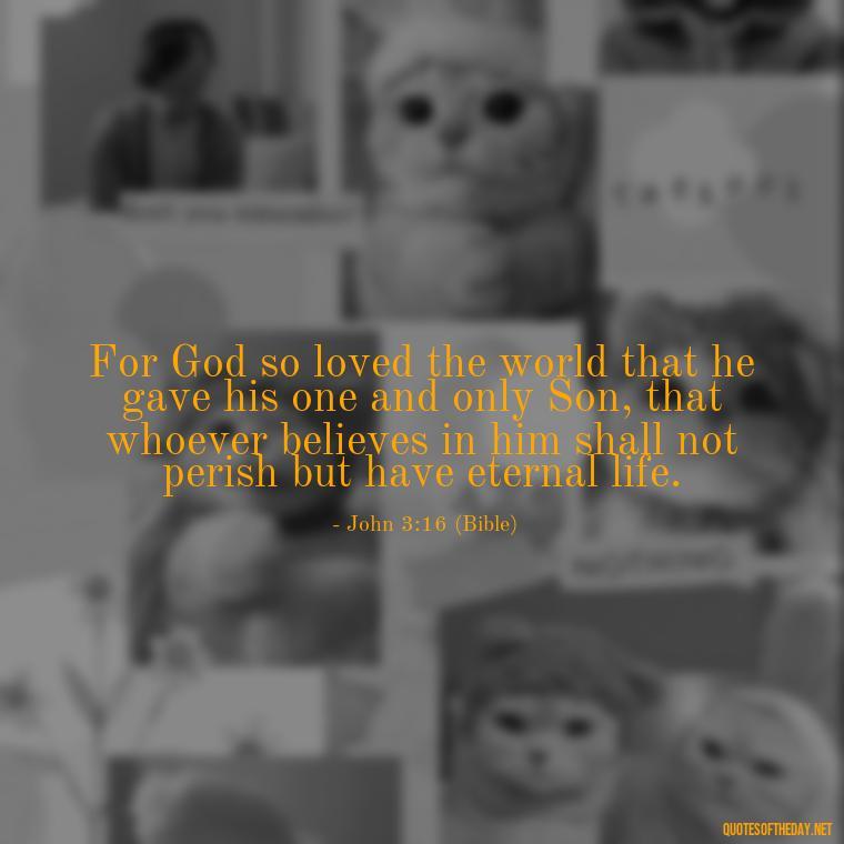 For God so loved the world that he gave his one and only Son, that whoever believes in him shall not perish but have eternal life. - Cute Short Christian Quotes