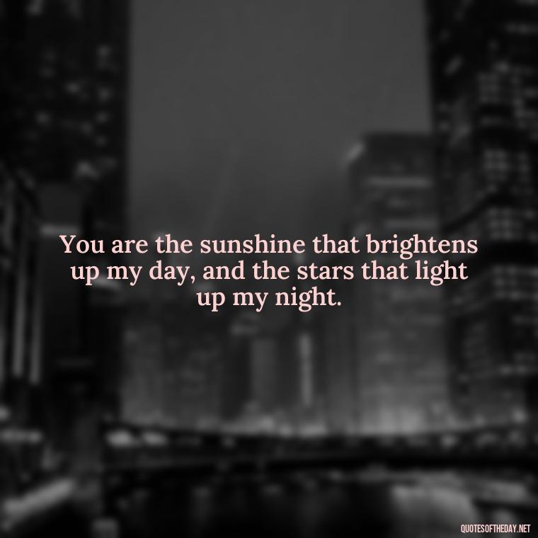 You are the sunshine that brightens up my day, and the stars that light up my night. - I Ll Love You Forever Quote