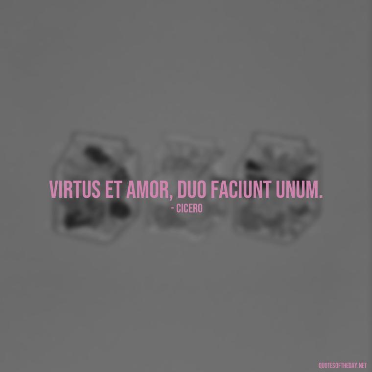 Virtus et amor, duo faciunt unum. - Love Quotes In Latin