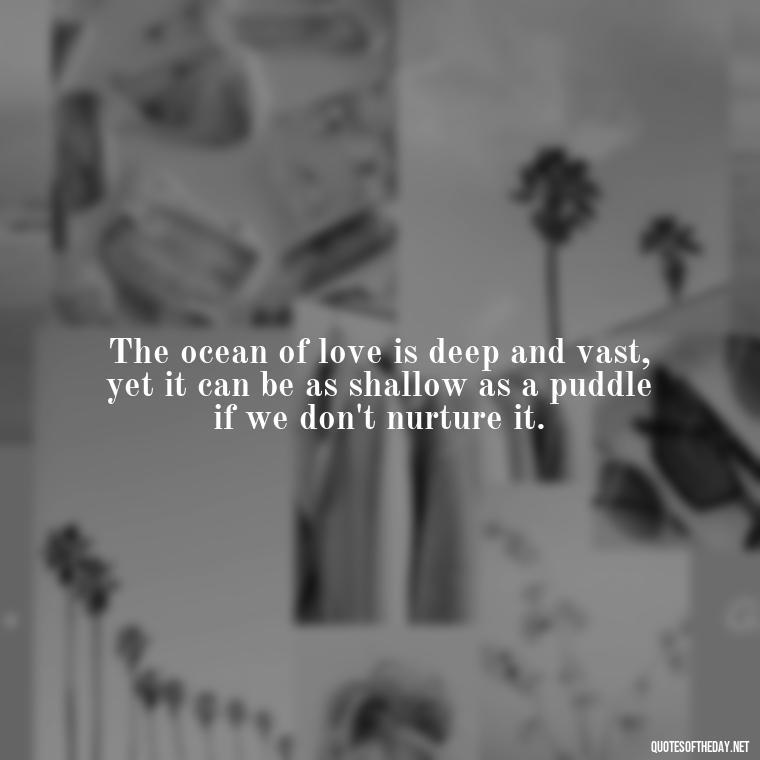 The ocean of love is deep and vast, yet it can be as shallow as a puddle if we don't nurture it. - Quotes About Love And Water