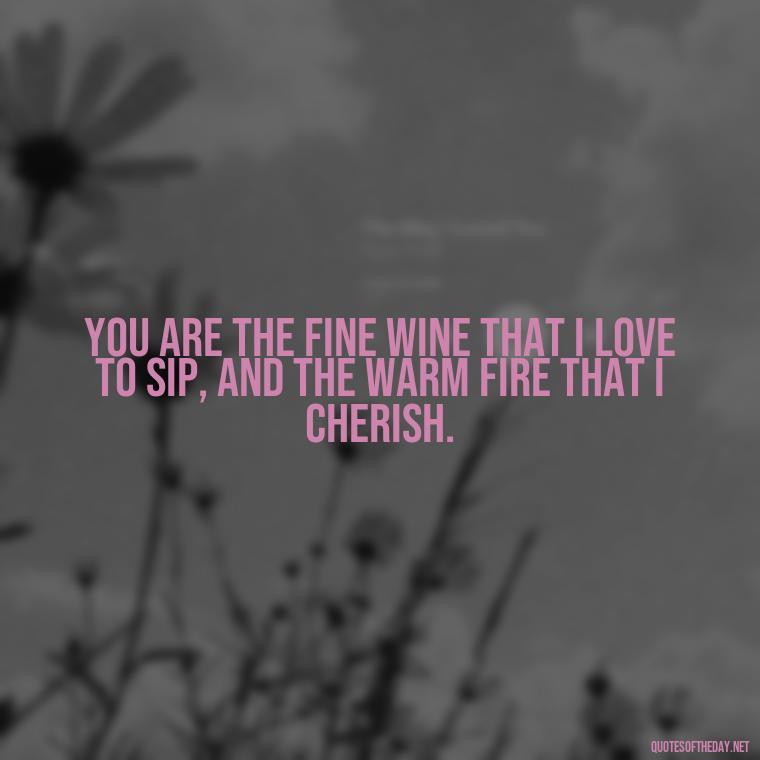 You are the fine wine that I love to sip, and the warm fire that I cherish. - My Love Towards You Quotes