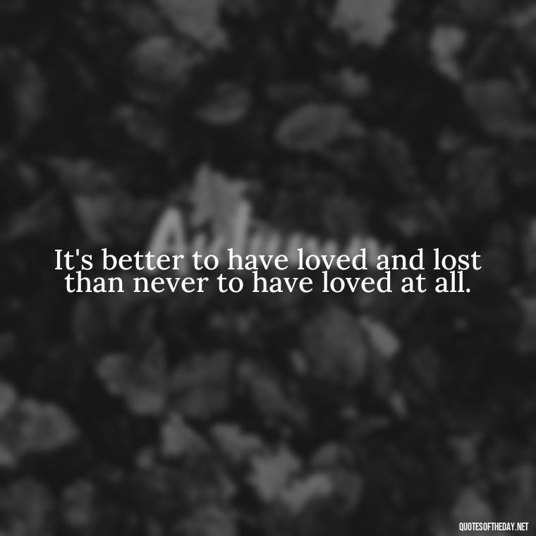 It's better to have loved and lost than never to have loved at all. - Lying About Love Quotes