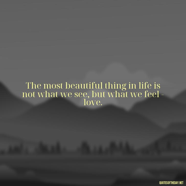 The most beautiful thing in life is not what we see, but what we feel - love. - Express The Love Quotes