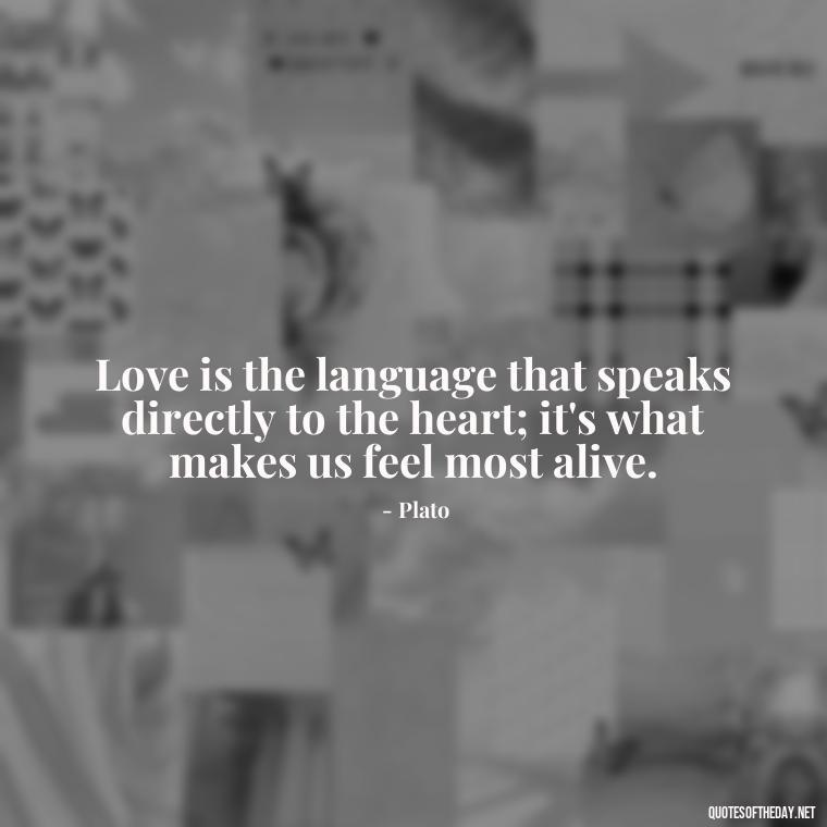 Love is the language that speaks directly to the heart; it's what makes us feel most alive. - Plato Quotes On Love