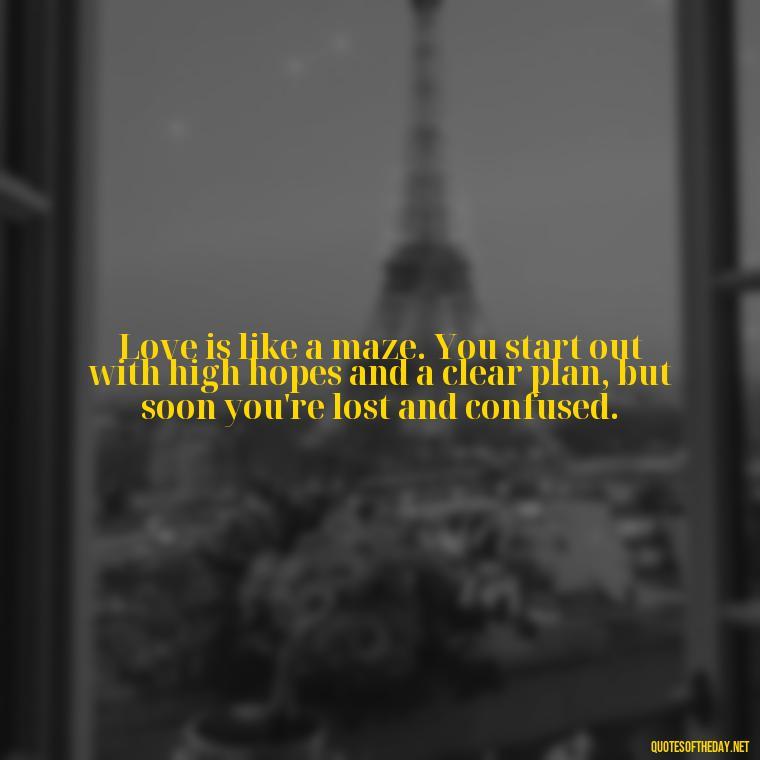 Love is like a maze. You start out with high hopes and a clear plan, but soon you're lost and confused. - Quotes About Confusion In Love