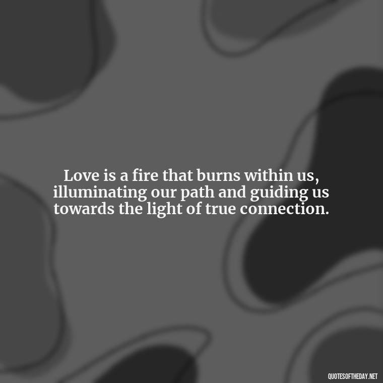 Love is a fire that burns within us, illuminating our path and guiding us towards the light of true connection. - Famous Quotes From Books About Love