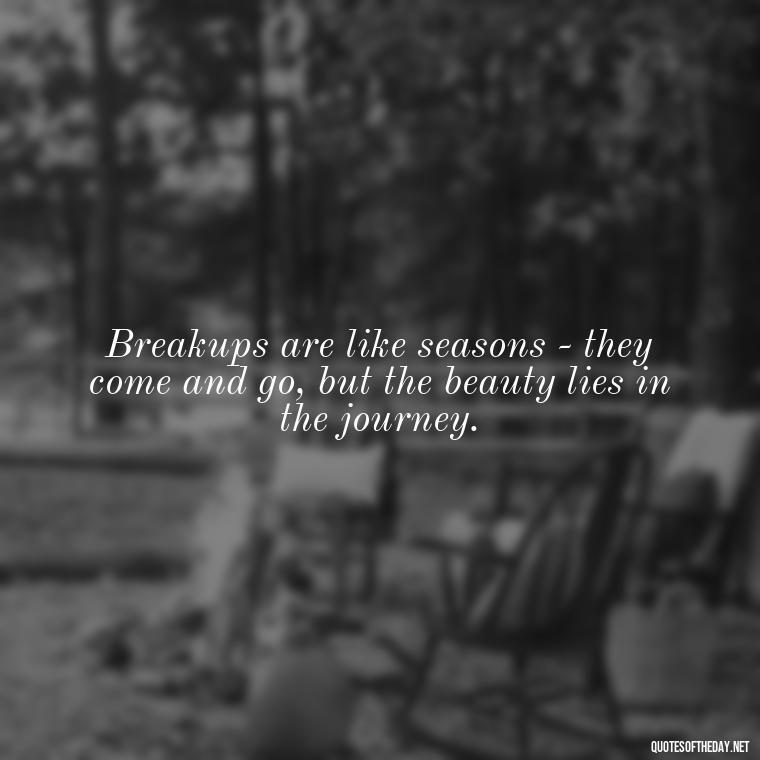 Breakups are like seasons - they come and go, but the beauty lies in the journey. - Short Breakup Quotes