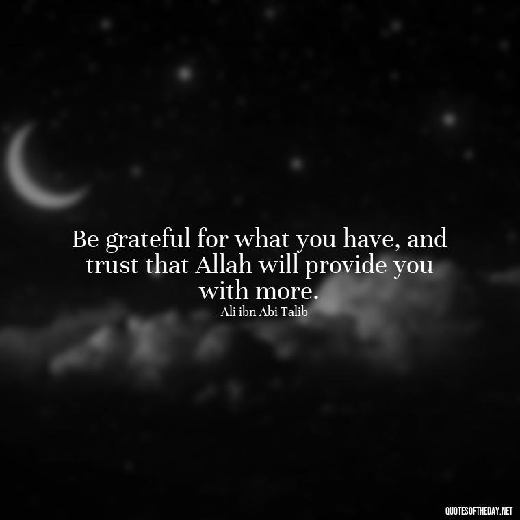 Be grateful for what you have, and trust that Allah will provide you with more. - Short Muslim Quotes