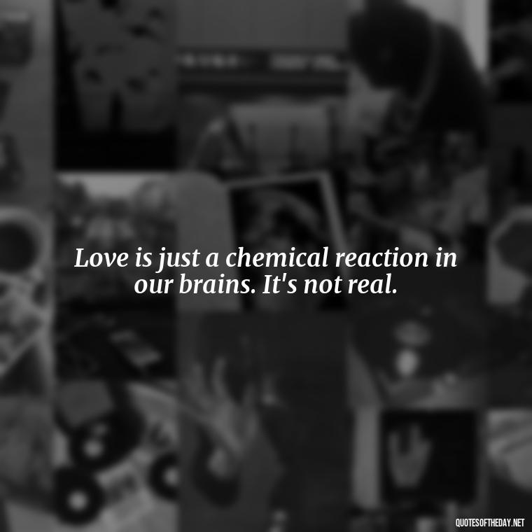 Love is just a chemical reaction in our brains. It's not real. - Love Doesn'T Exist Quotes