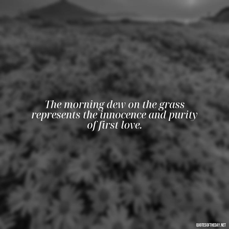 The morning dew on the grass represents the innocence and purity of first love. - Quotes About Mornings And Love